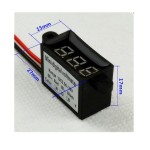 Digital voltmeter with blue LEDs, 3.5 - 30 V, small, black case, 3-digit and 2-wire, waterproof